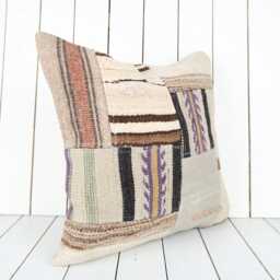 Turkish Kilim Pillow Cover Vintage Anatolian Home Decor - 20x20 Inch - thumbnail 2