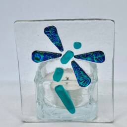 Fused Glass Dragonfly Tea Light Holder - thumbnail 2