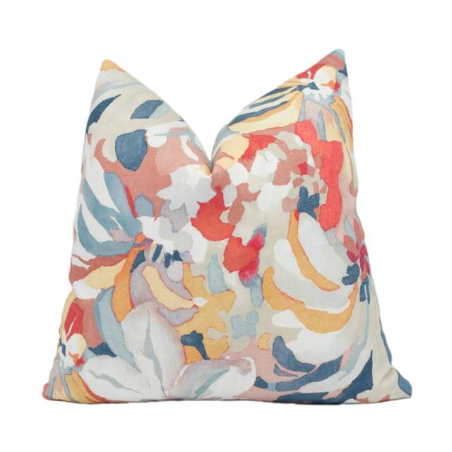 Jane Churchill - Hot House Red/Aqua Abstract Floral Cushion Cover Handmade Throw Pillow Designer Home D??cor - image 1