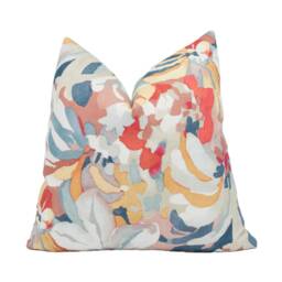 Jane Churchill - Hot House Red/Aqua Abstract Floral Cushion Cover Handmade Throw Pillow Designer Home D??cor - thumbnail 1