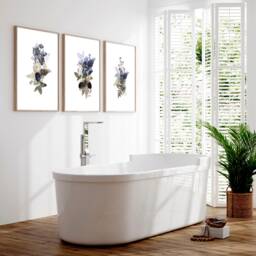 Bathroom Decor Wall Art Prints With Frames, Boho Botanical 3 Piece Prints, Spa Decor Framed Art, Relaxation Gift Women
