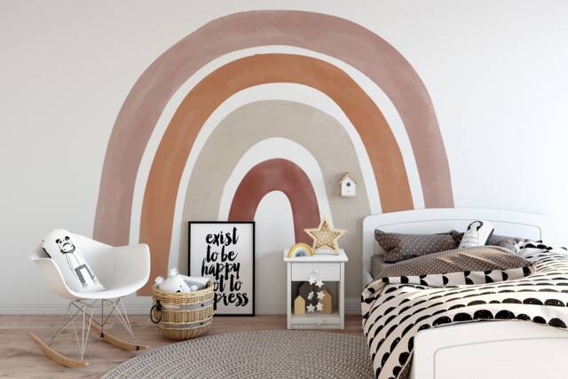 Watercolor Rainbow Wall Decal Boho Kids Room Decor - image 1