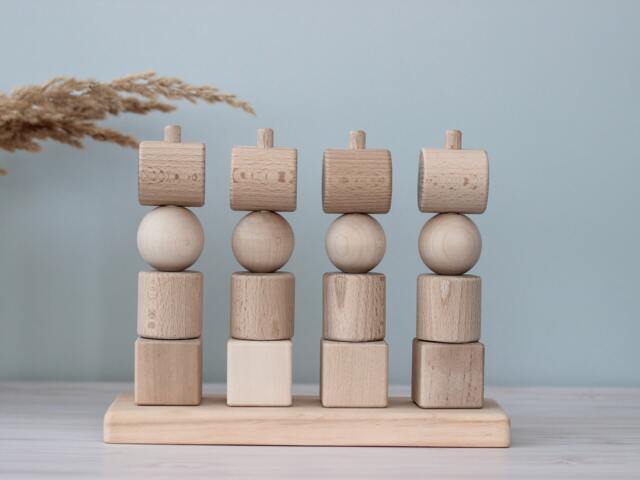 Montessori Wooden Stacking Sorter For 1St Birthday Gift - Geometric Shapes Learning Natural Wood Toy, Educational Sorting Toy Toddler - image 1