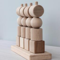 Montessori Wooden Stacking Sorter For 1St Birthday Gift - Geometric Shapes Learning Natural Wood Toy, Educational Sorting Toy Toddler - thumbnail 2