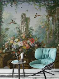 Tropical Rainforest Wallpaper Mural, Floral Sculpture Wall Art, Peel & Stick - thumbnail 1