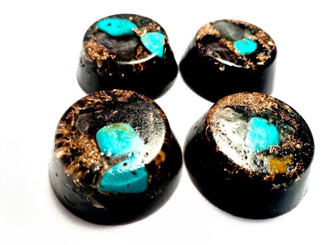 Handmade Quartz Crystal Orgone Pyramid With Copper & Turquoise, Emf Protection - image 1