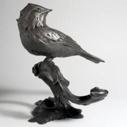 Bronze Songbird Sculpture Say's Phoebe On Scrollwork Base By Kindrie Grove - thumbnail 4