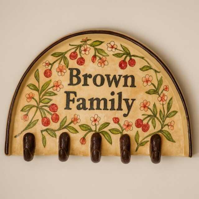 Custom Key Holder - Personalized Wall Rack, Handmade Floral Organizer, Rustic Farmhouse Entryway Decor, Housewarming Gift - image 1
