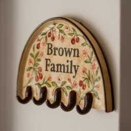 Custom Key Holder - Personalized Wall Rack, Handmade Floral Organizer, Rustic Farmhouse Entryway Decor, Housewarming Gift - thumbnail 3