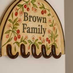 Custom Key Holder - Personalized Wall Rack, Handmade Floral Organizer, Rustic Farmhouse Entryway Decor, Housewarming Gift - thumbnail 2