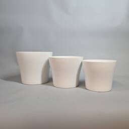 White Ceramic Planter - Modern Sleek Fluted Design Various Sizes - thumbnail 2