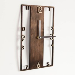 Industrial Wall Clock Wood Scandinavian Design Wooden Rustic - thumbnail 2