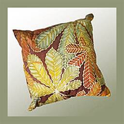 Autumnal Decor Throw Pillow - Chestnut Leaves Settee Cushion Horse Statement Cushion- Rust Green