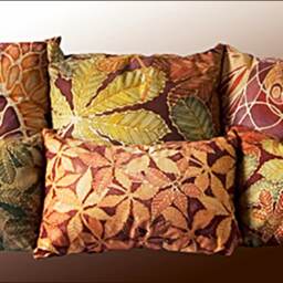 Autumnal Decor Throw Pillow - Chestnut Leaves Settee Cushion Horse Statement Cushion- Rust Green - thumbnail 2