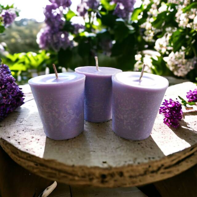 Lilac Soy Votive Candles - Hemp Wick, Floral Scent - image 1
