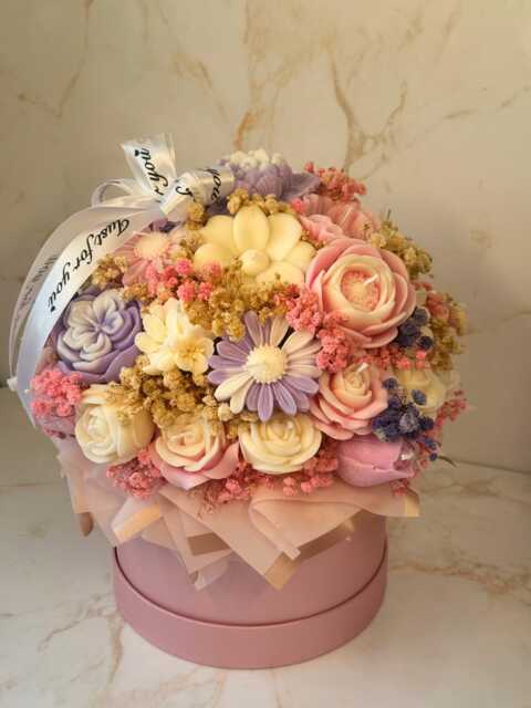 Candle Bouquet Gift - Handmade Soy Wax Flowers For Her Home Decor - image 1