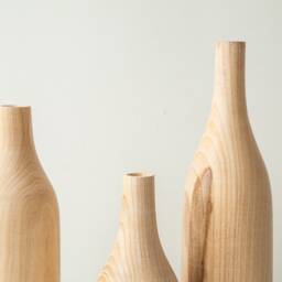 Large Set Of 3 Unique Vase Wooden Home Decor Wood Handmade Birthday, Gift For Her, Anniversary Gift, Wedding Carved Gif - thumbnail 3