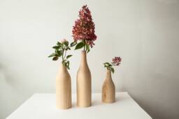 Large Set Of 3 Unique Vase Wooden Home Decor Wood Handmade Birthday, Gift For Her, Anniversary Gift, Wedding Carved Gif - thumbnail 1