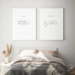 Life Is Better Together Prints - Set Of 2 - Romantic Bedroom Wall Art Unframed - thumbnail 1