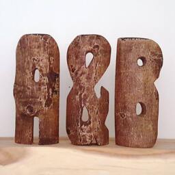 standing Wood Letters - Rustic Custom Live Edge Wooden Word Or Name - Unique Money Pen Holder Carved From Recycled Logs Gift - thumbnail 2