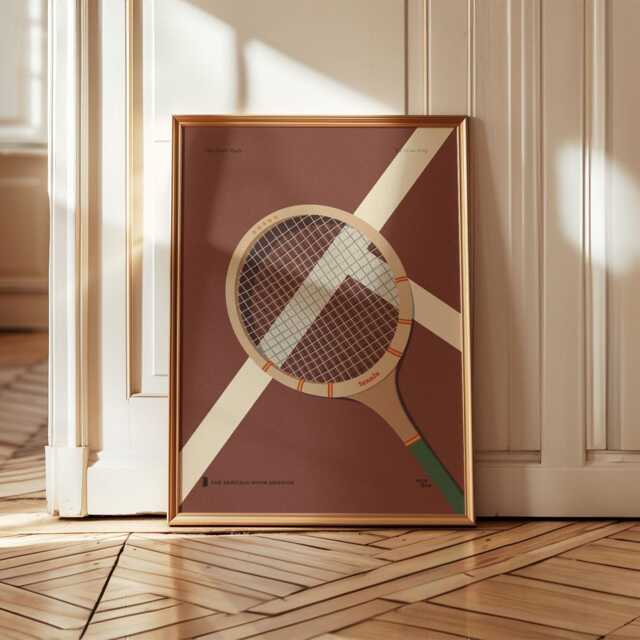 Retro Tennis Art Print - Vintage Racket Sports Poster Clay Court Study - The Heritage Room Collection - image 1
