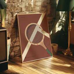 Retro Tennis Art Print - Vintage Racket Sports Poster Clay Court Study - The Heritage Room Collection - thumbnail 2