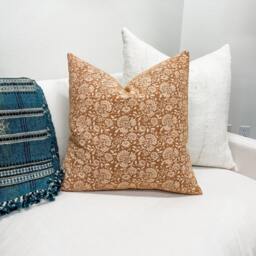 Authentic Hmong Floral Pillow Cover in Rust Orange, Accent Cover, Boho Pillow, Decorative Throw For Fall, Farmhouse - thumbnail 4