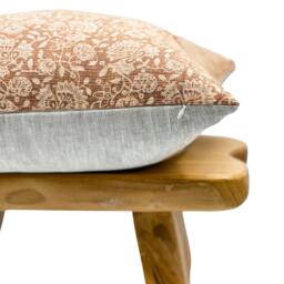 Authentic Hmong Floral Pillow Cover in Rust Orange, Accent Cover, Boho Pillow, Decorative Throw For Fall, Farmhouse - thumbnail 2