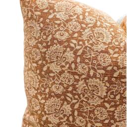 Authentic Hmong Floral Pillow Cover in Rust Orange, Accent Cover, Boho Pillow, Decorative Throw For Fall, Farmhouse - thumbnail 3