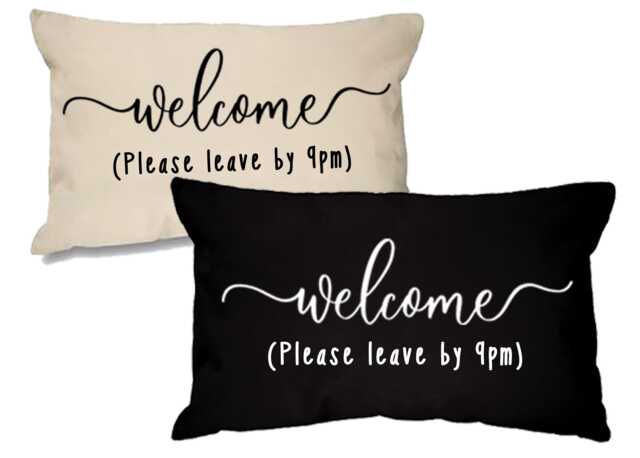 Welcome Please Leave By 9Pm Cushion Cover Rectangular Cotton Decorative - image 1