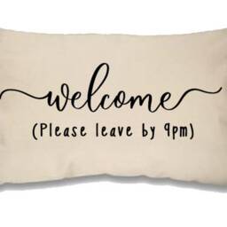 Welcome Please Leave By 9Pm Cushion Cover Rectangular Cotton Decorative - thumbnail 4