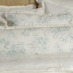 Floral Linen Lumbar Pillow Cover - Pleated French Country Bedding - thumbnail 3