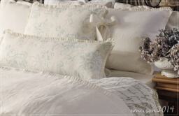 Floral Linen Lumbar Pillow Cover - Pleated French Country Bedding - thumbnail 1