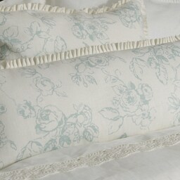 Floral Linen Lumbar Pillow Cover - Pleated French Country Bedding - thumbnail 2