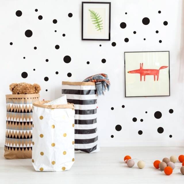 Five-Size Dot Stickers Polka Dots Mix Sizes One Color On The Wall Of Various Black Dots Gold 73Nw - image 1