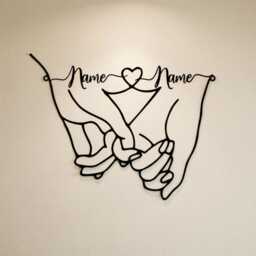 Custom Metal Wall Art, Personalized Pinky Promise Hands Design With Names, Romantic Couple Gift, Anniversary Or Wedding Keepsake Home Decor - thumbnail 2