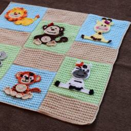 Crochet Pattern - Baby Blanket Jungle Animal Appliques - With Appliques Instant Download PDF Pattern - thumbnail 3