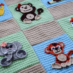 Crochet Pattern - Baby Blanket Jungle Animal Appliques - With Appliques Instant Download PDF Pattern - thumbnail 2