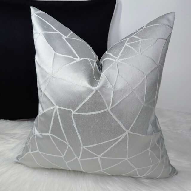 Silver Cushion Cover - Atlas Ashley Wilde Luxury Home Decor Geometric For Chair Sofa & Bed Pillow Cover Designer Handmade - image 1