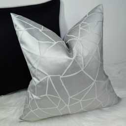 Silver Cushion Cover - Atlas Ashley Wilde Luxury Home Decor Geometric For Chair Sofa & Bed Pillow Cover Designer Handmade - thumbnail 2