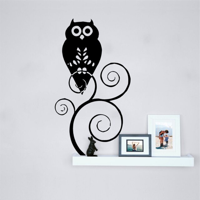 Owl On A Branch Vinyl Wall Art, Decal, Sticker, Transfer, Mural, Decor, Rent Friendly, Interior, Exterior, Full Removable, - 0272 - image 1