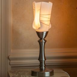 Fused Glass Table Lamp, Shade, Art One Of A Kind, Lighting, White Lamp - thumbnail 3