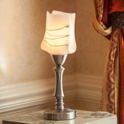 Fused Glass Table Lamp, Shade, Art One Of A Kind, Lighting, White Lamp - thumbnail 2