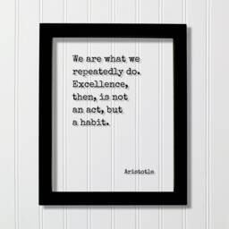 Aristotle - We Are What We Repeatedly Do. Excellence, Then, Is Not An Act, But A Habit Floating Quote Frame Sign Plaque Wall Art Decor - thumbnail 1