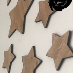 Wooden Wall Stars, Mixed Size, Self Adhesive, Nursery Decor, Kids Room, Gift - thumbnail 3