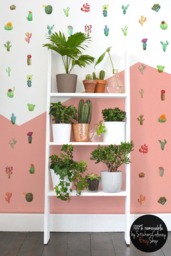Cacti Wall Decal, Pattern Sticker, Watercolor Succulents Decor, Plant Decor Compilation, Hand Made Sticker Set #3S - thumbnail 1