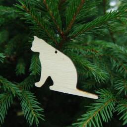 Set Of 5 Wooden Cat Christmas Ornaments Birch Plywood Tree Decor - thumbnail 3
