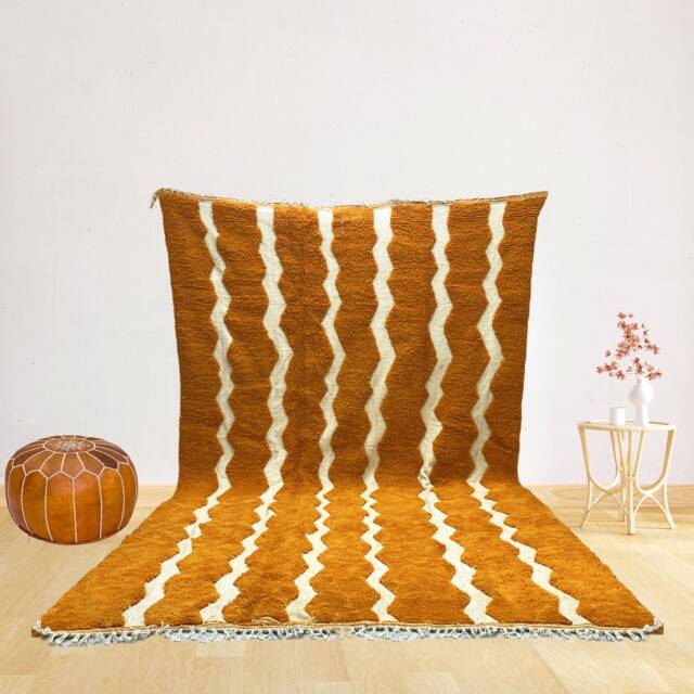Orange Berber Moroccan Rug Large Handmade Sheep Wool Area Rug - image 1