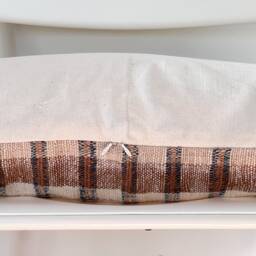 Handwoven Lumbar Pillow Cover Vintage Karen Batik, Hemp Fringes - 14x36 - thumbnail 3