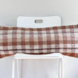 Handwoven Lumbar Pillow Cover Vintage Karen Batik, Hemp Fringes - 14x36 - thumbnail 2